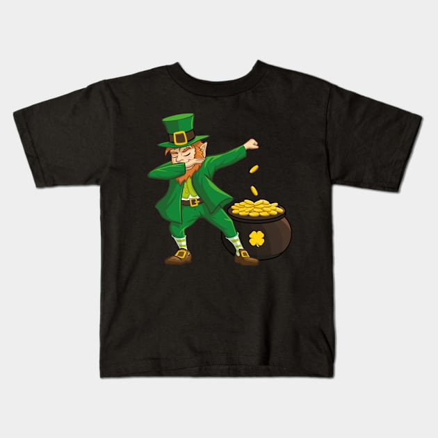 Dabbing Leprechaun St. Patricks Day Kids T-Shirt by trendingoriginals